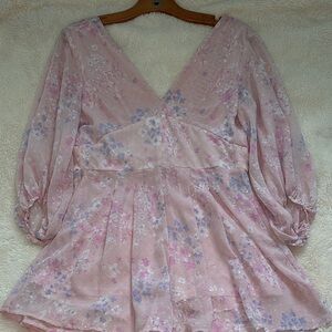 Francesca's Collections Blush Floral Romper